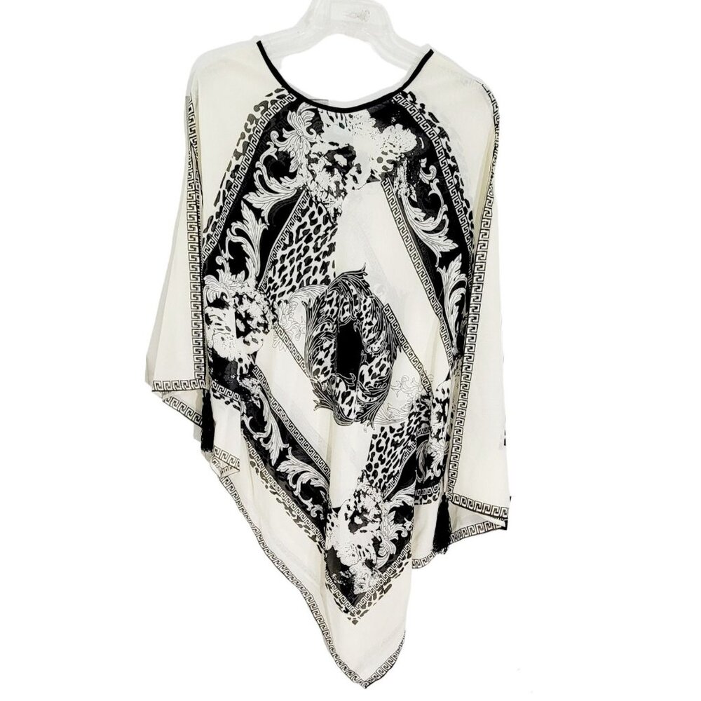 LM Beach Womens White Slit Sleeve Bathing Suit Cover Up Tassel‎ Size S NWT